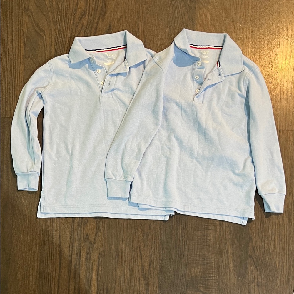 French Toast Uniform Light Blue Long Sleeve Kids Polo Shirt Size 8